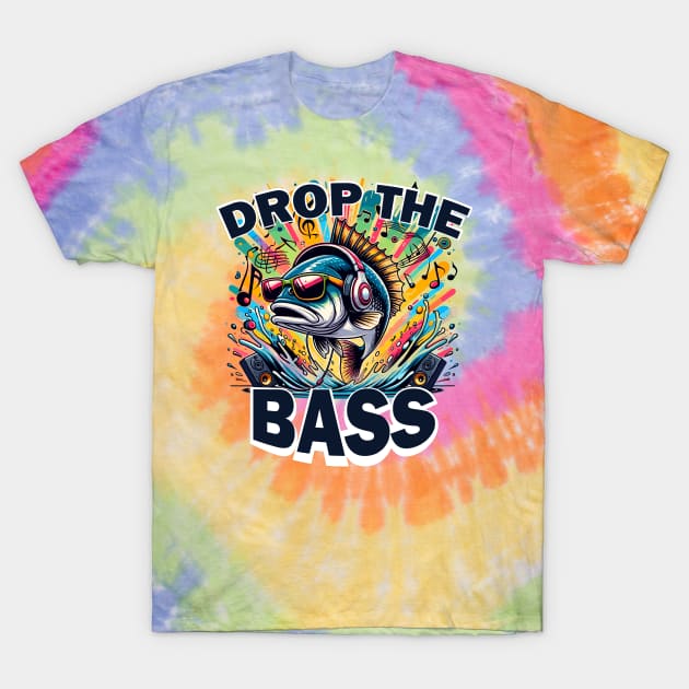 Drop The Bass Funny Fish Pun T-Shirt by SubtleSplit